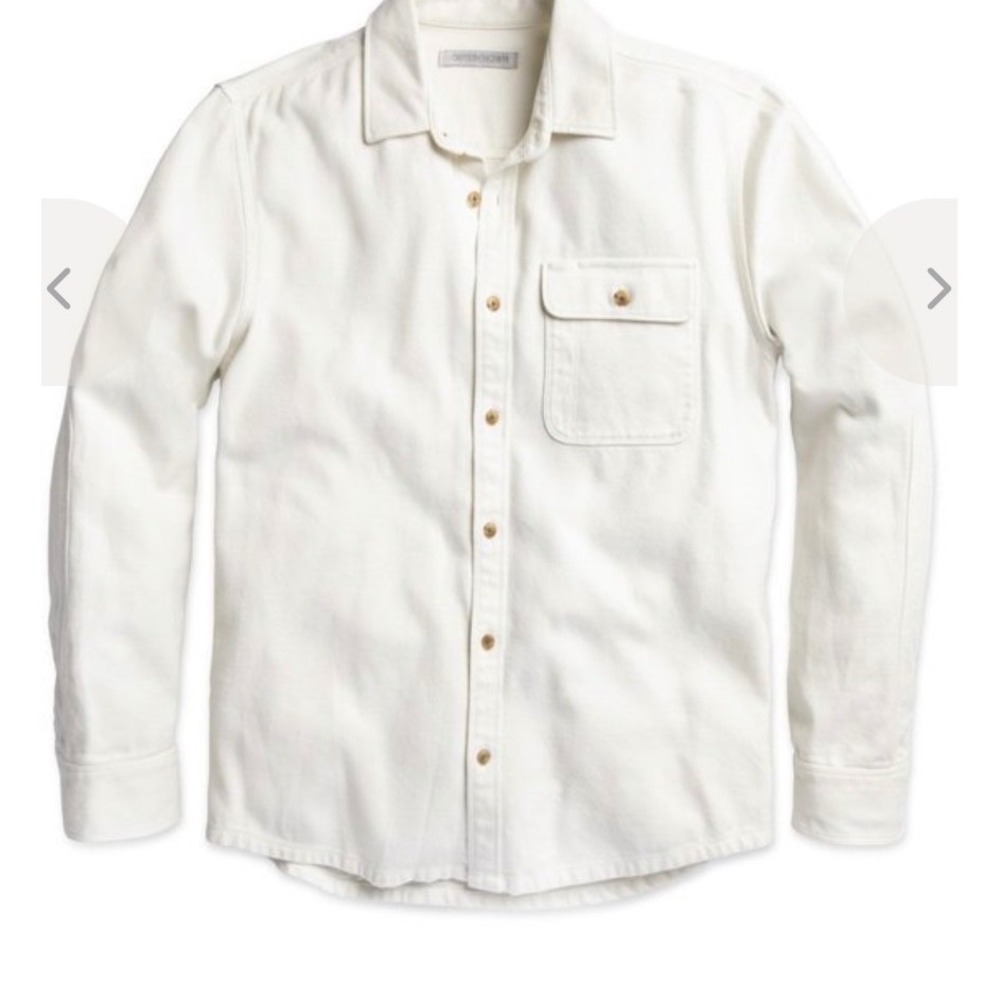 Outerknown Rambler Shirt Mens Large White Organic Cotton Heavy Twill Button Down